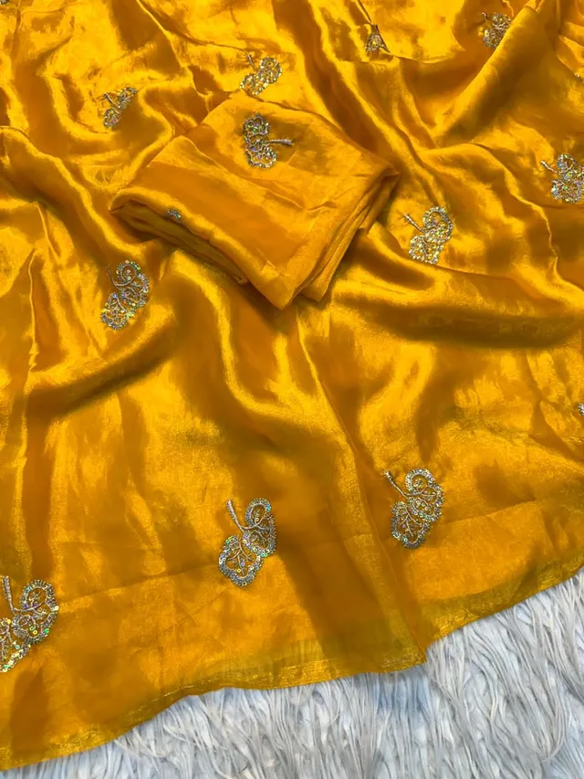 Fendy Satin Dual-Shaded Saree with Zari & Sequin Work
