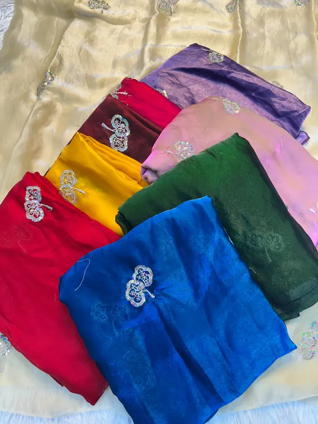 Fendy Satin Dual-Shaded Saree with Zari & Sequin Work - View 2