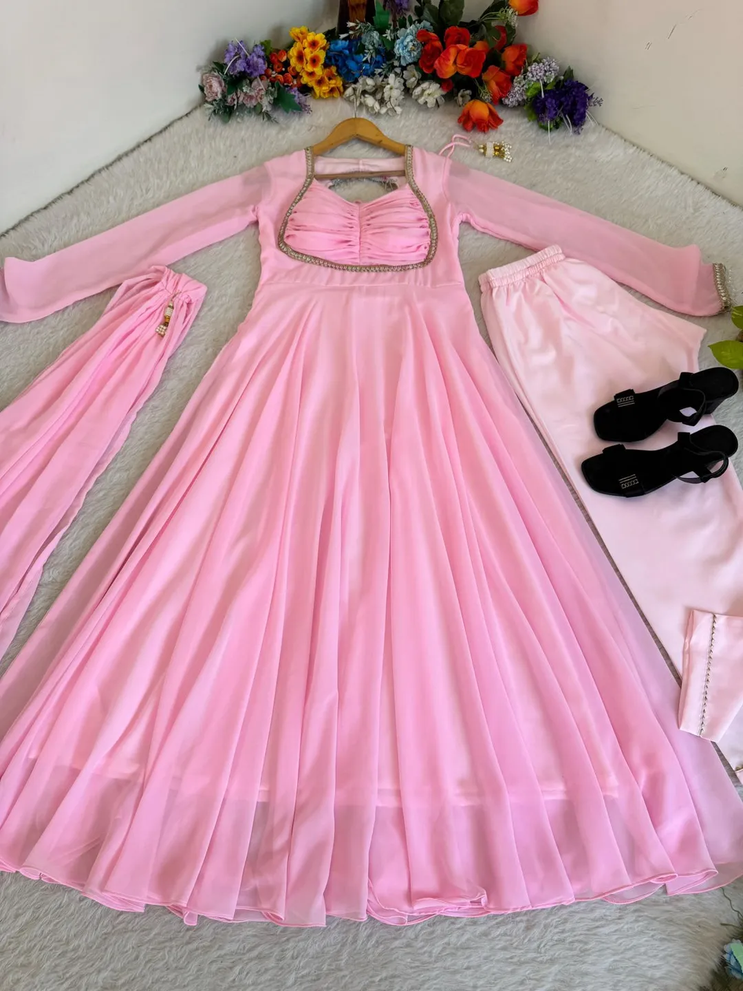 New Party Wear Look – Georgette Gown Set - View 2