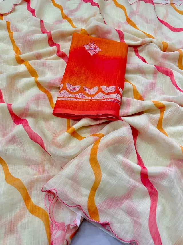Soft Linen Cotton Digital Print Saree - Linen Cotton Saree Online India - Buy at ₹999 - Image 1