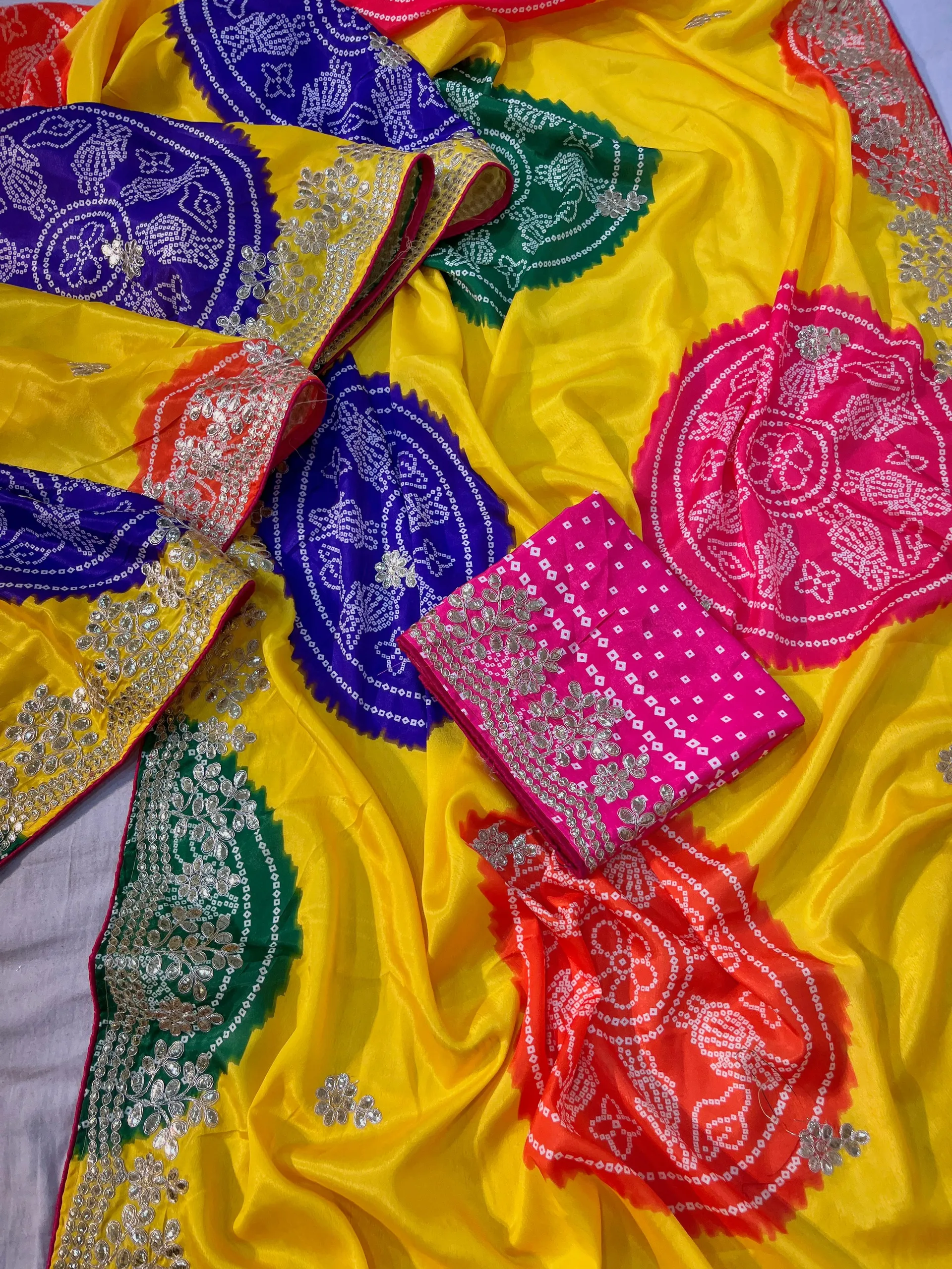 Premium Chinon Silk Digital Bandej Saree - View 2
