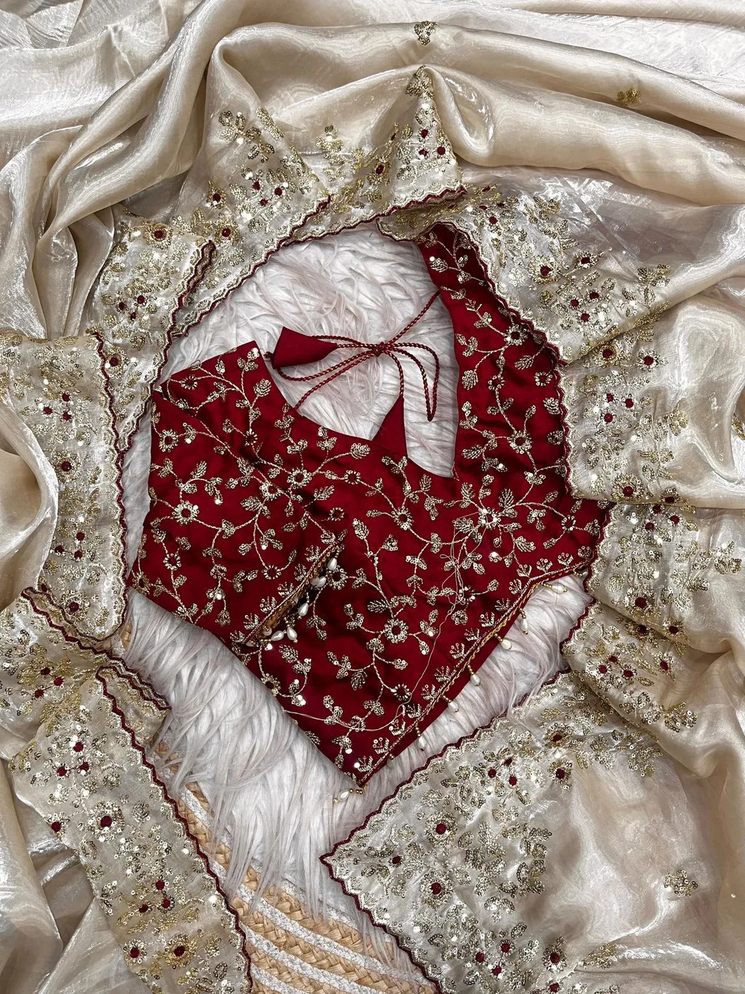 Celebrity Look Jimmy Choo Satin Saree - View 5
