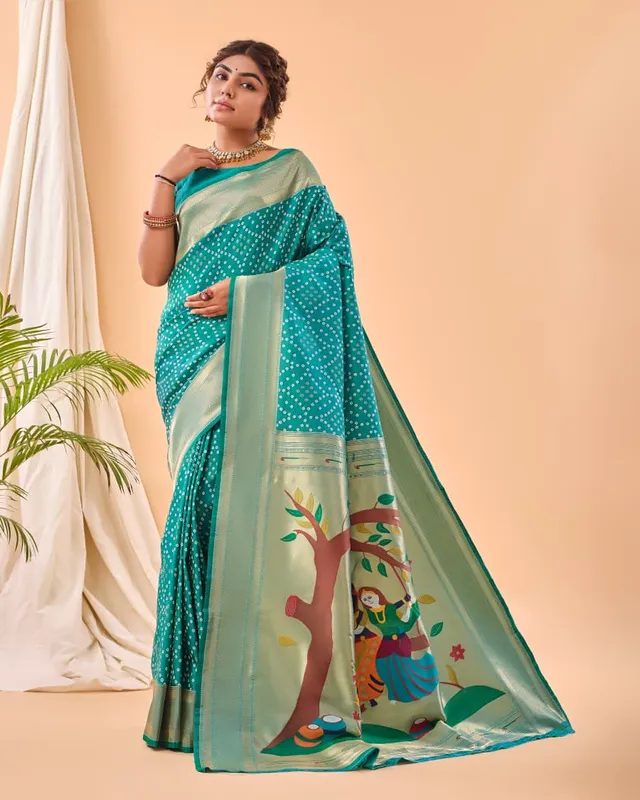 Pure Silk Saree Catalog: Bandhej Paithani - View 2