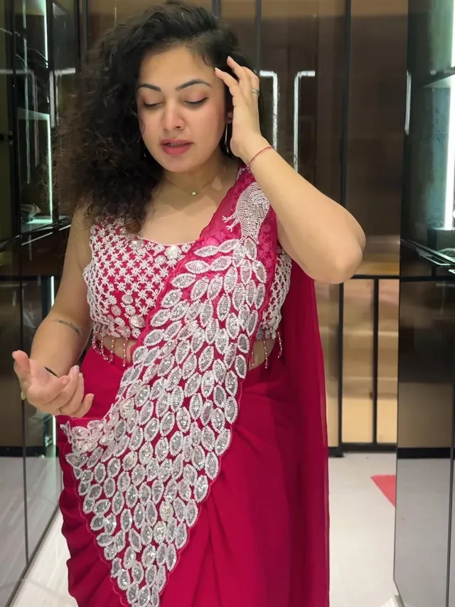 New Super Trending Embroidery Sequence Ready-to-Wear Saree - View 2