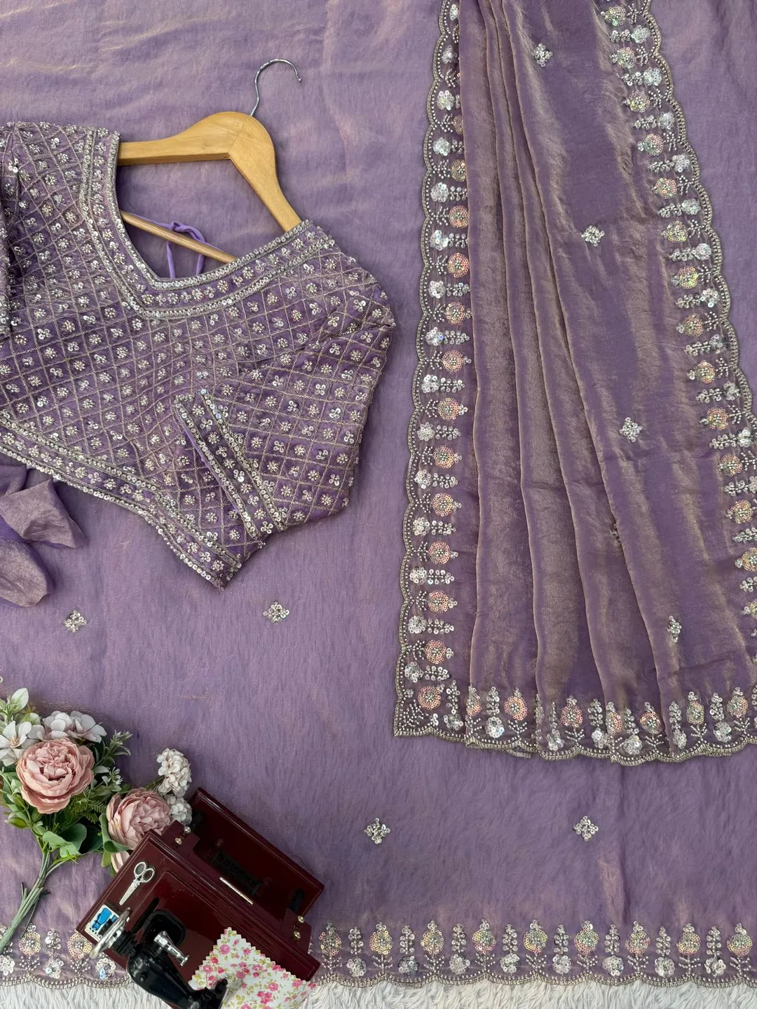 Designer Fendy Silk Saree with Beads Work – Elegance Redefined - View 3