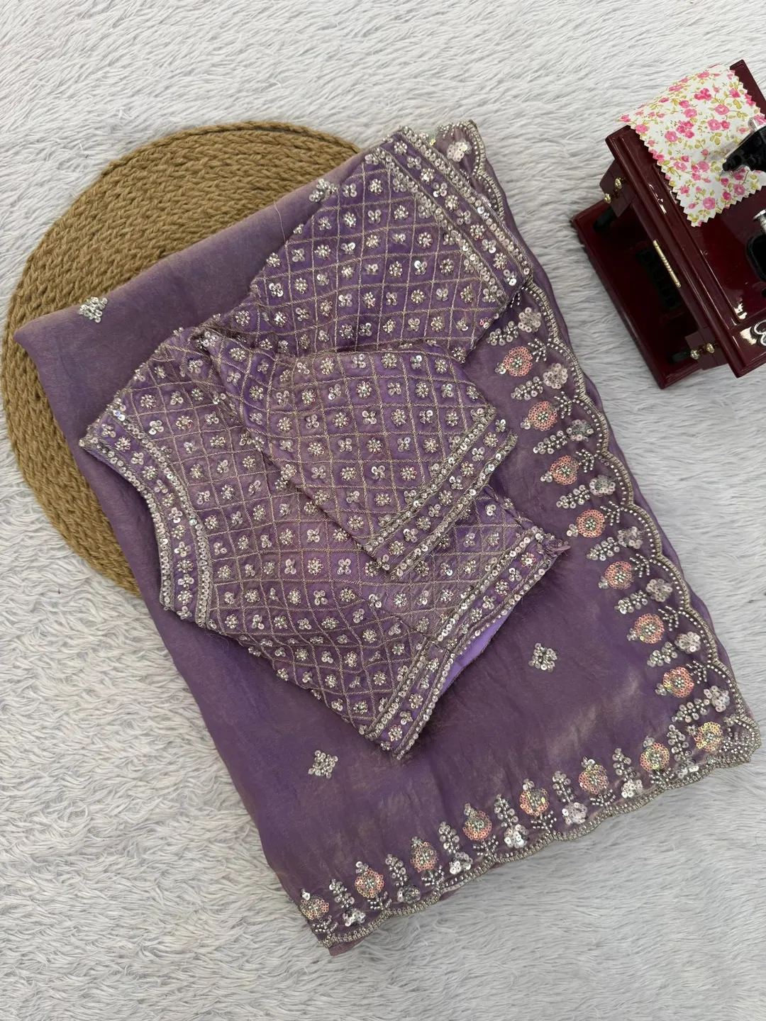 Designer Fendy Silk Saree with Beads Work – Elegance Redefined - View 4