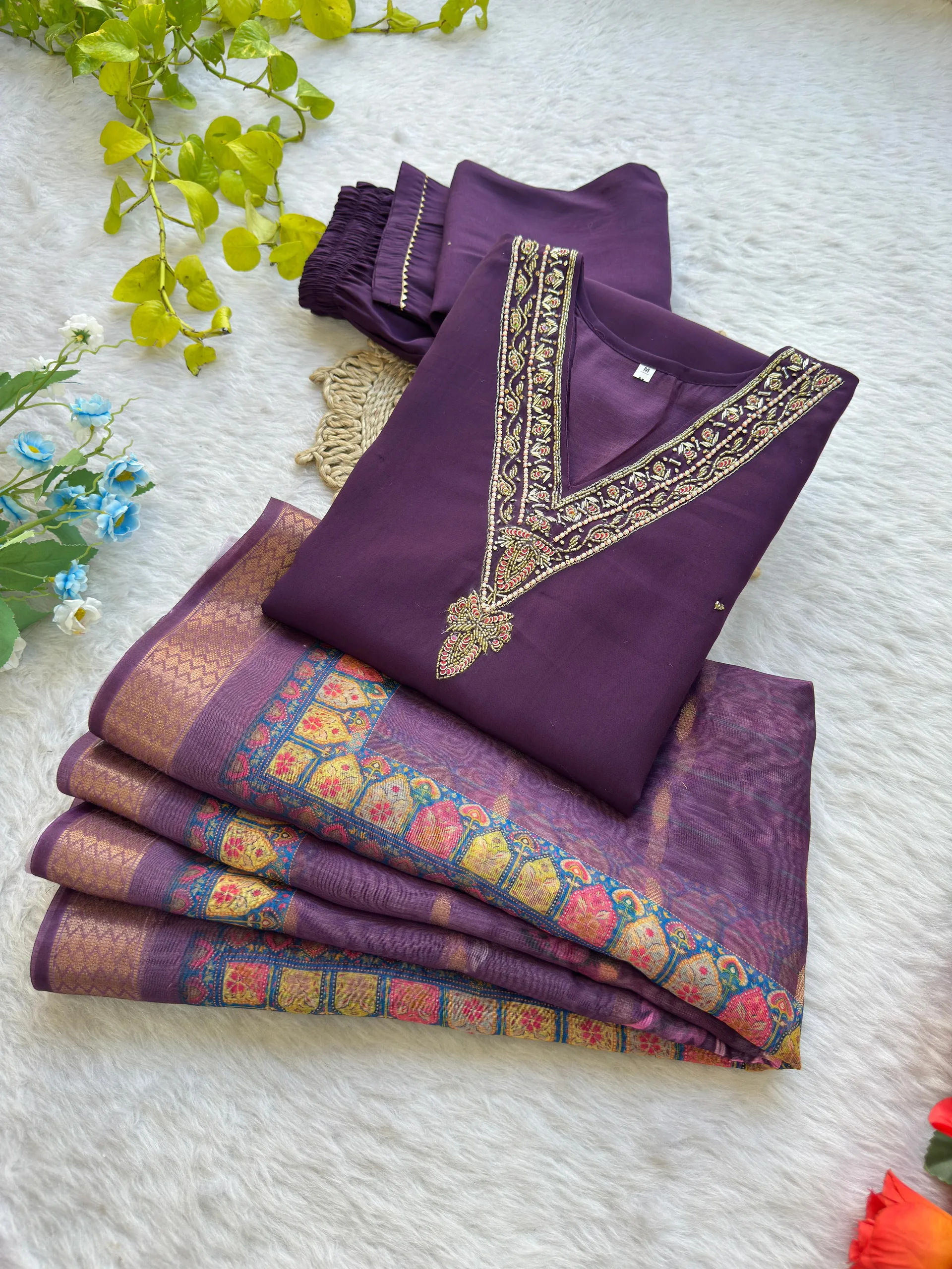 Designer Kurti Pant Dupatta 3-Piece Set