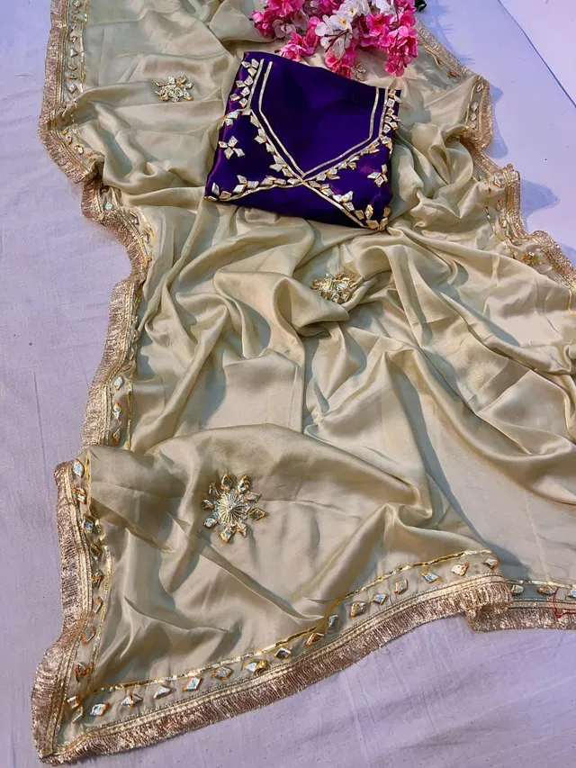 Semi Star Georgette Saree with Kacchi Gotapatti Work