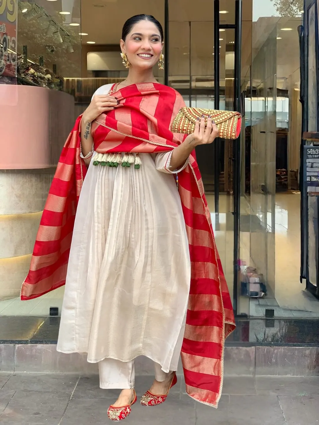 New Launch – Silk Embroidered Flared Kurta Set - View 2