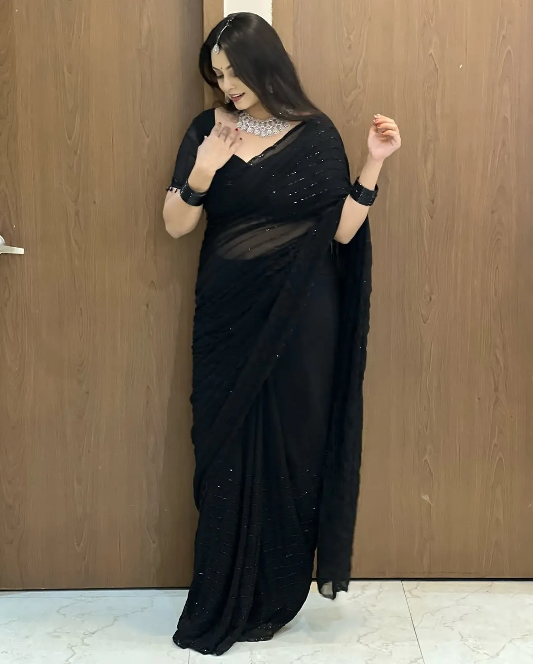 Premium Black Designer Saree - View 2