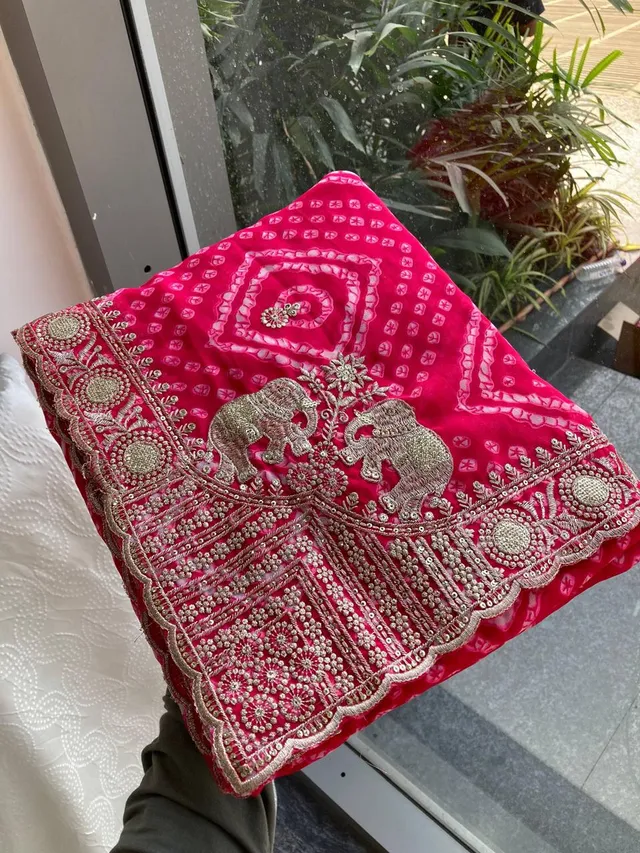 Bandhej Wedding Wear Saree