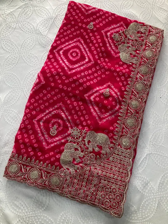 Bandhej Wedding Wear Saree - Second View