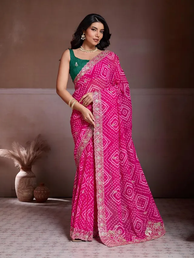 Bandhej Wedding Wear Saree - View 4