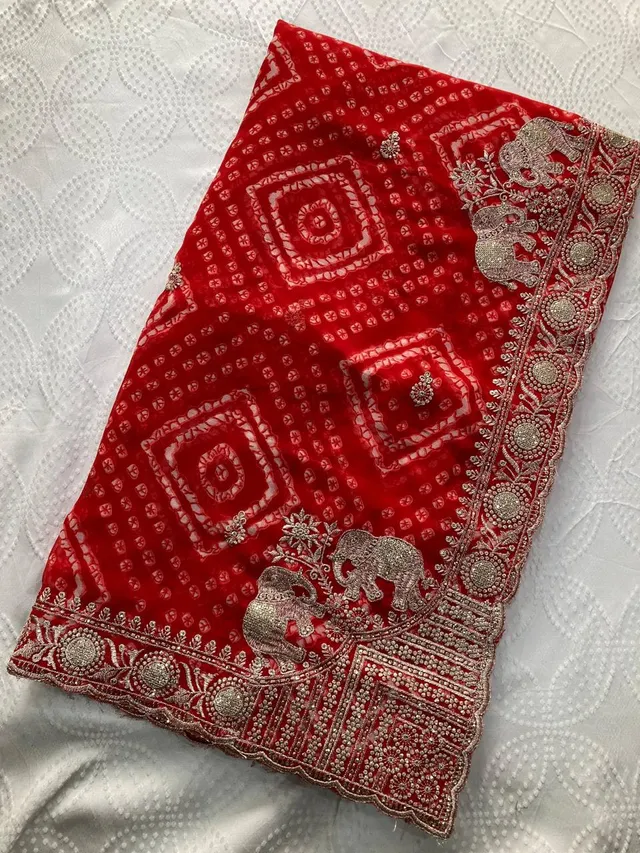 Bandhej Wedding Wear Saree - Second View
