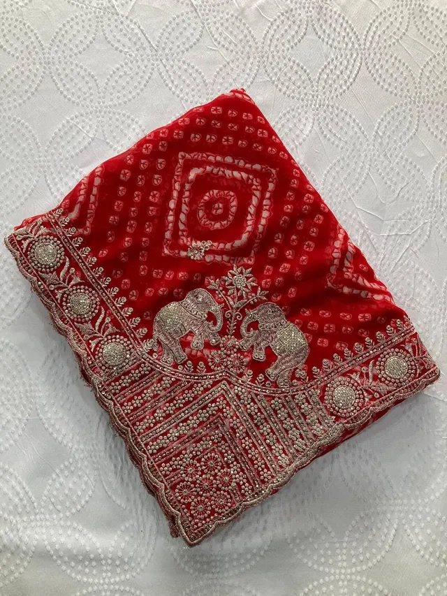 Bandhej Wedding Wear Saree - View 3