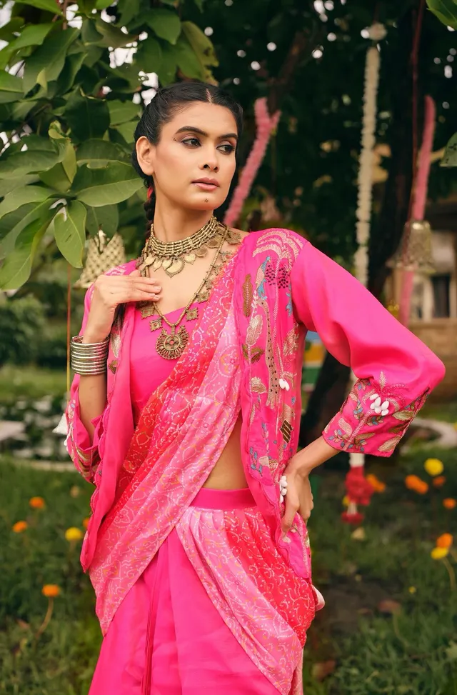 Indo-Western Drape Saree - View 2