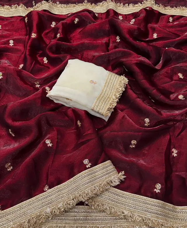Designer Space Satin Saree - View 2