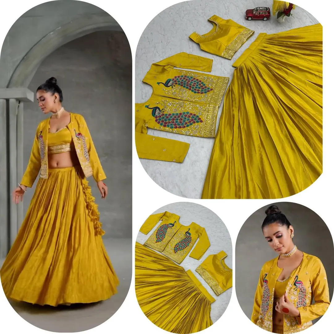 Haldi and Festival Special Crop Top with Jacket Set