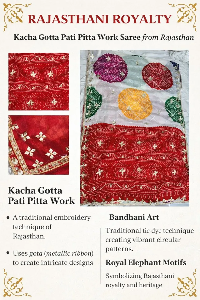 Kacha Gotta Patti Pitta Work Saree