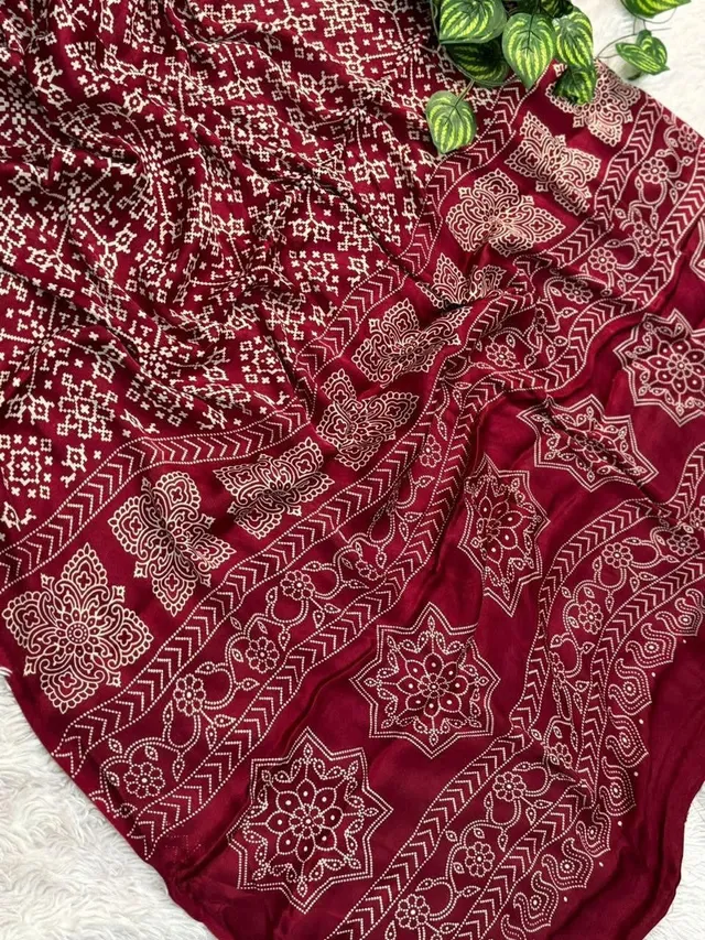 New Ajrakh Gajji Crepe Silk Saree - View 4