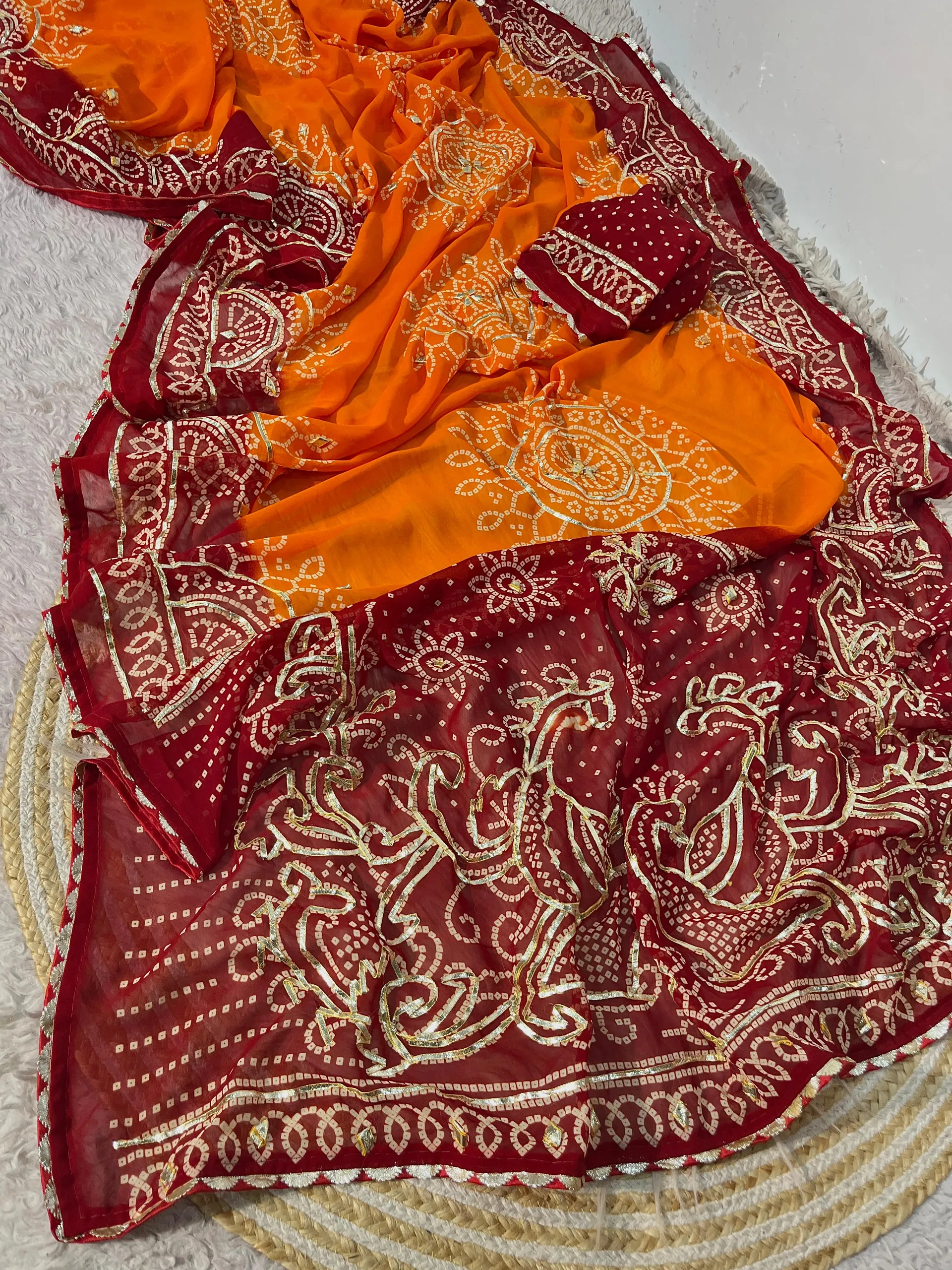 New Traditional Arrival – Bandhej Piliya Georgette Saree