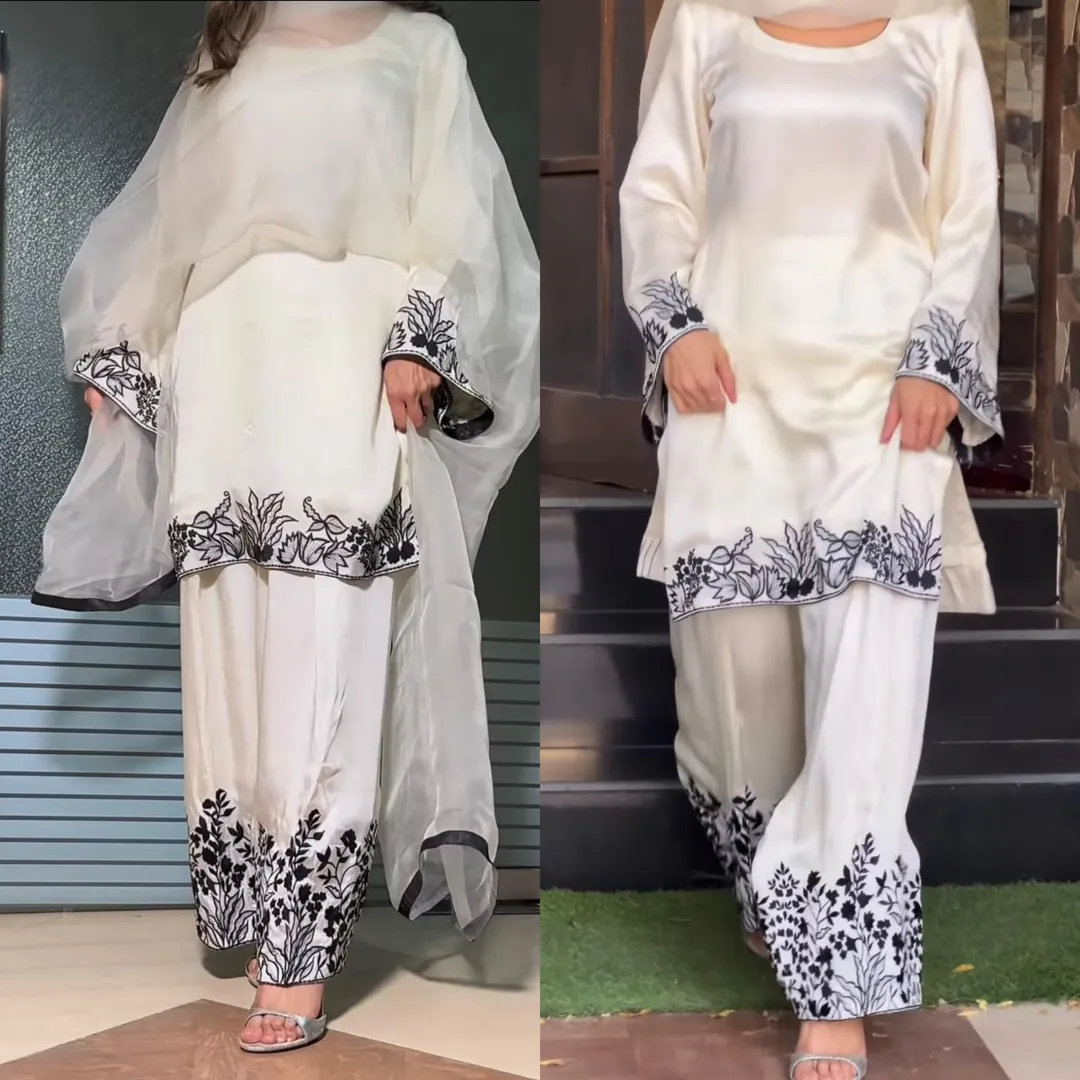 Designer Party Wear Top with Farshi Salwar Set