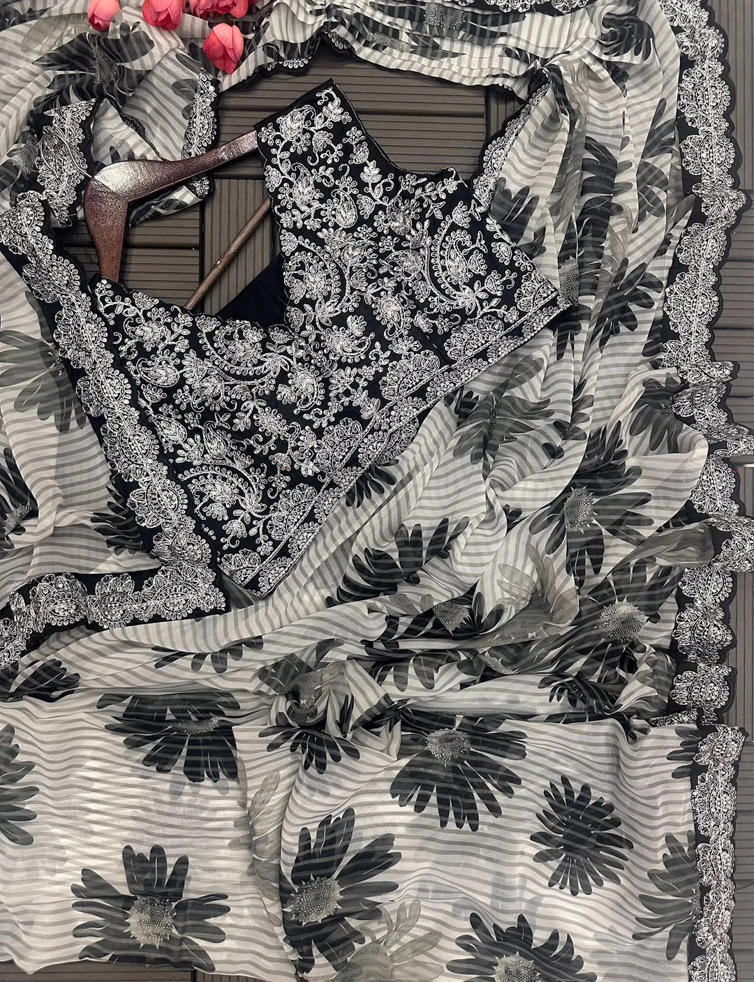 Trending Embroidery Cording Ready-to-Wear Saree - View 3