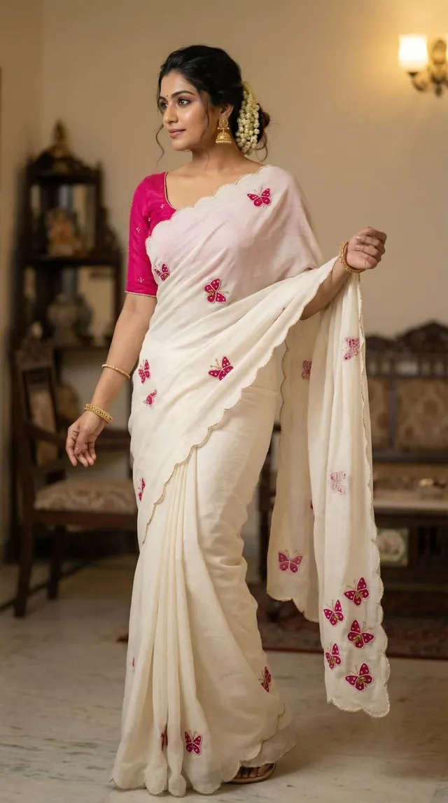 Designer Chinon Silk Saree – Catalogue: Butterfly - View 2