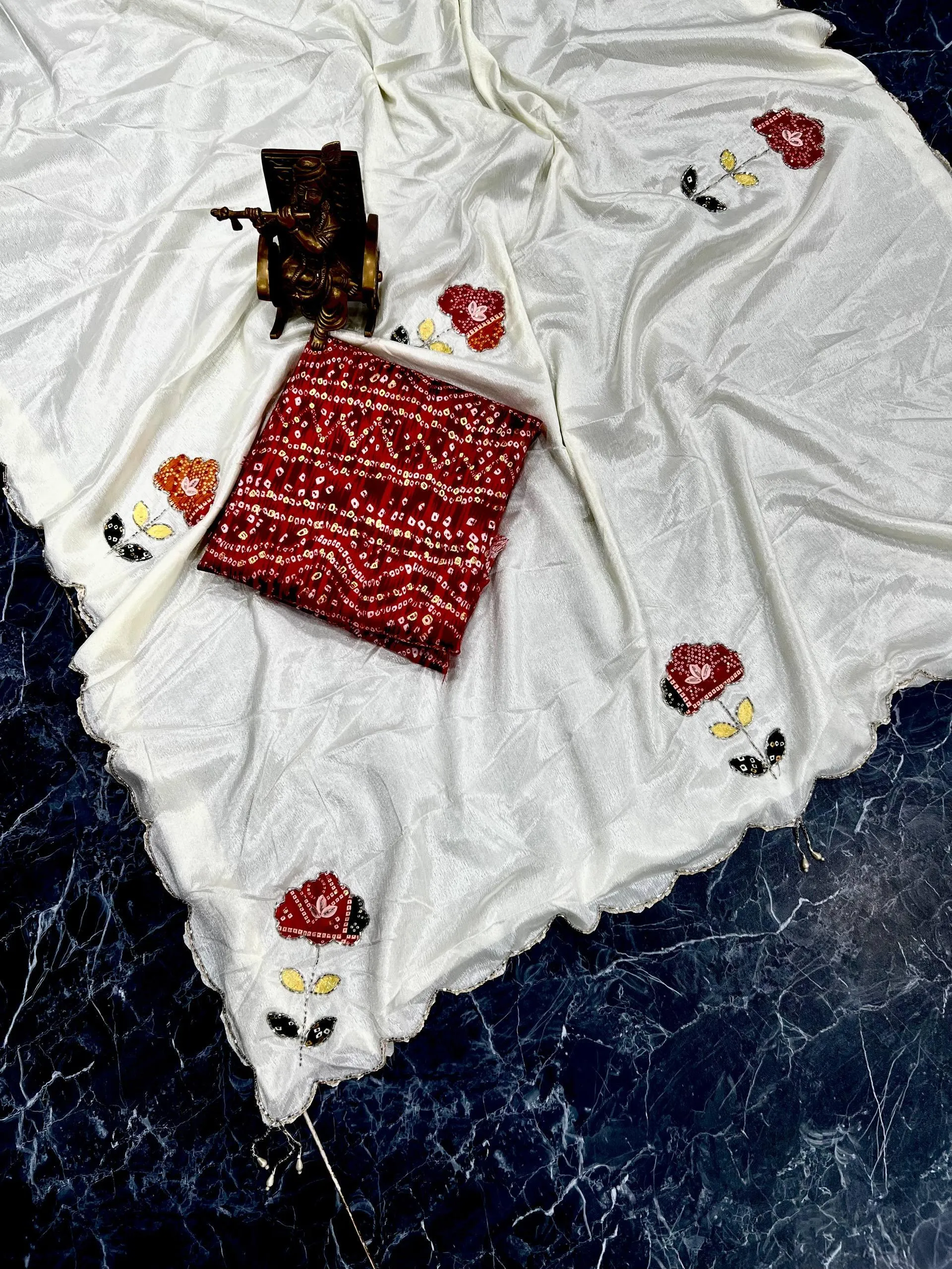 Designer Chinon Silk Saree – Handwork Collection