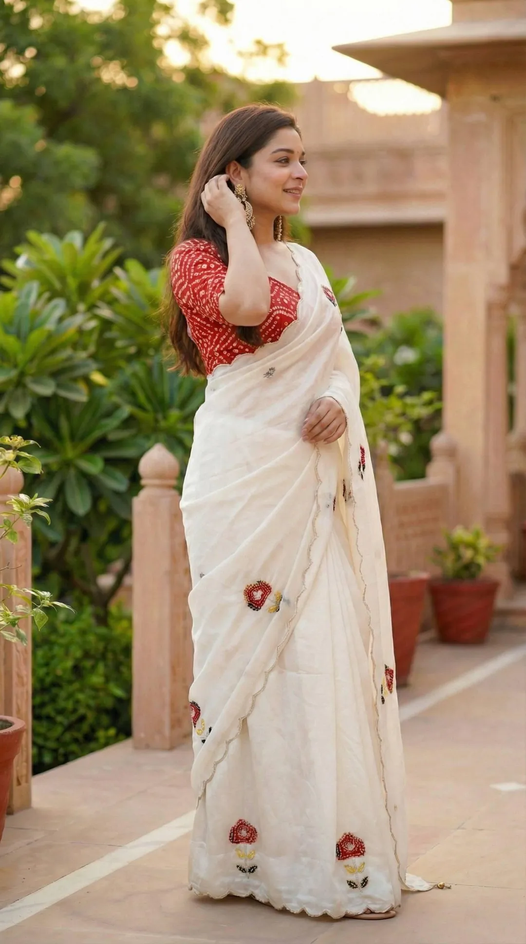 Designer Chinon Silk Saree – Handwork Collection - Second View