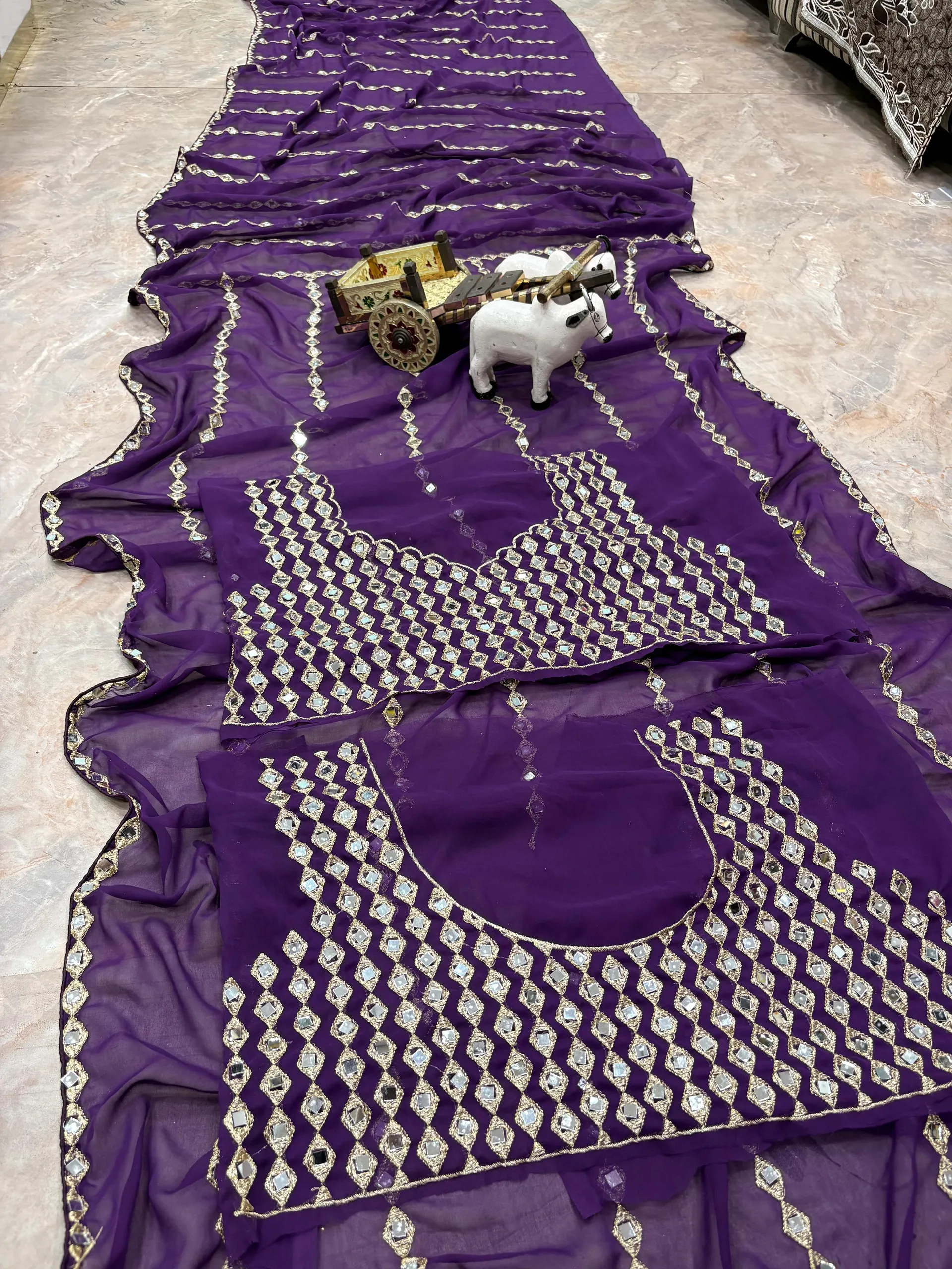 Designer Real Mirror Work Saree