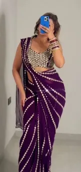 Designer Real Mirror Work Saree - View 2