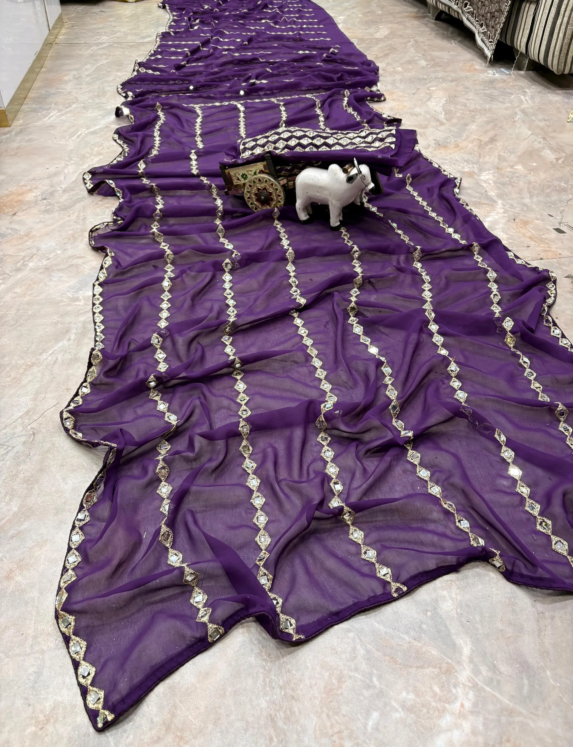 Designer Real Mirror Work Saree - View 3