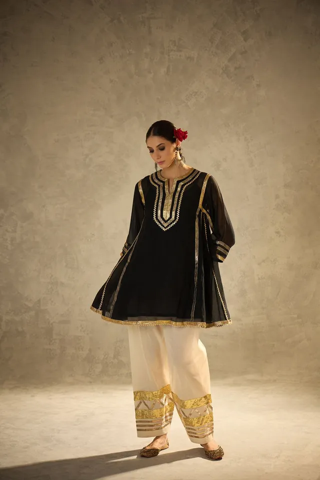 Kareena Kapoor Inspired Co-Ord Set - Black - Chinon Saree Online India - Buy at ₹1550 - Image 1