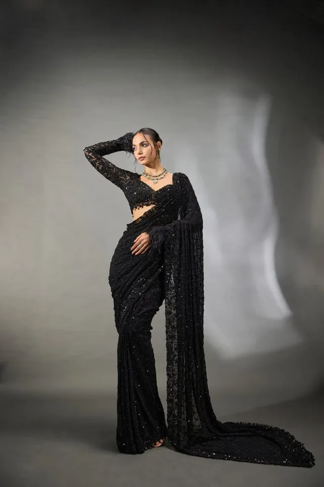 Bollywood Blockbuster Sequins Saree - View 2