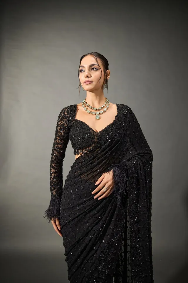 Bollywood Blockbuster Sequins Saree - View 3