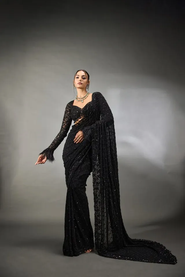 Bollywood Blockbuster Sequins Saree - View 4