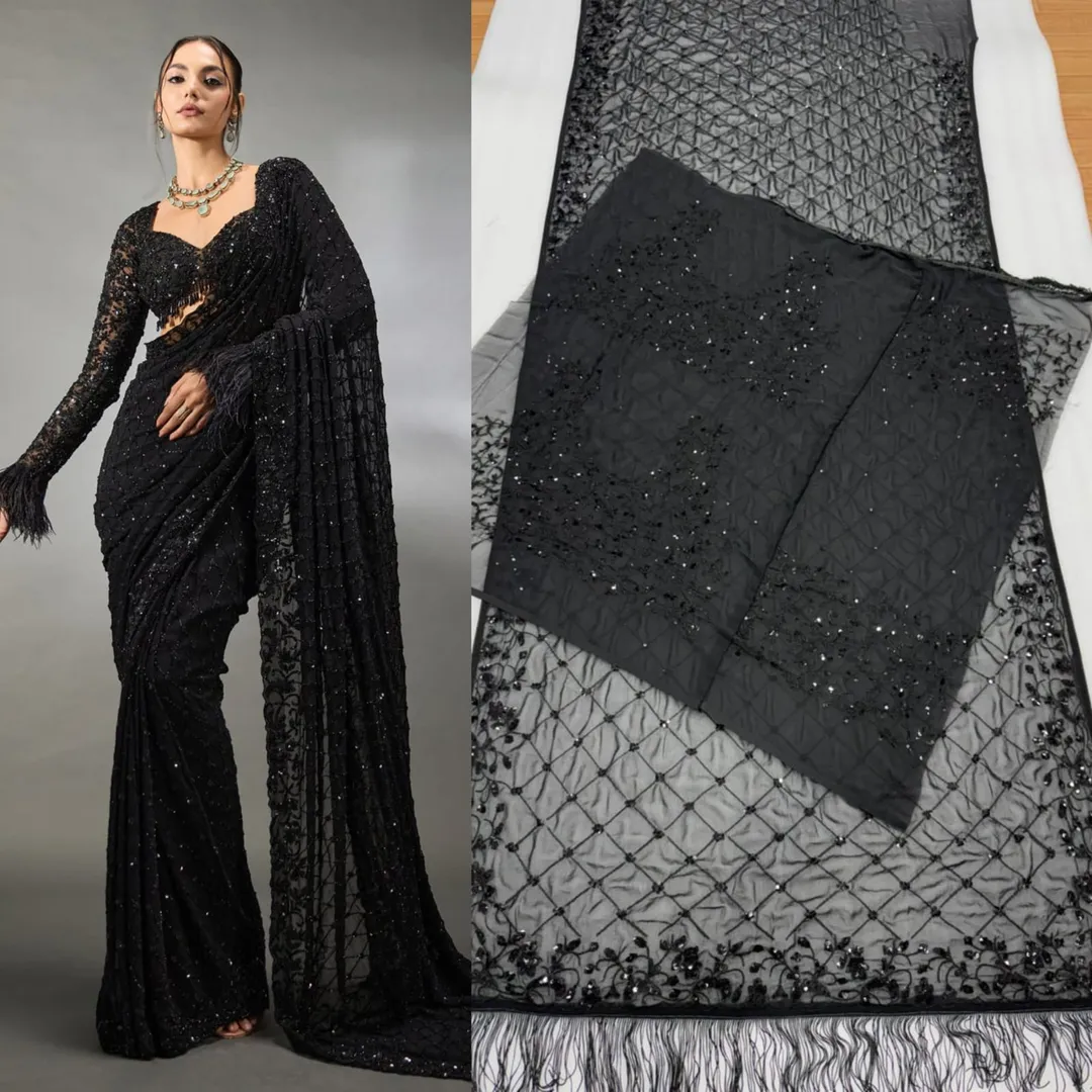 Bollywood Blockbuster Sequins Saree - View 5