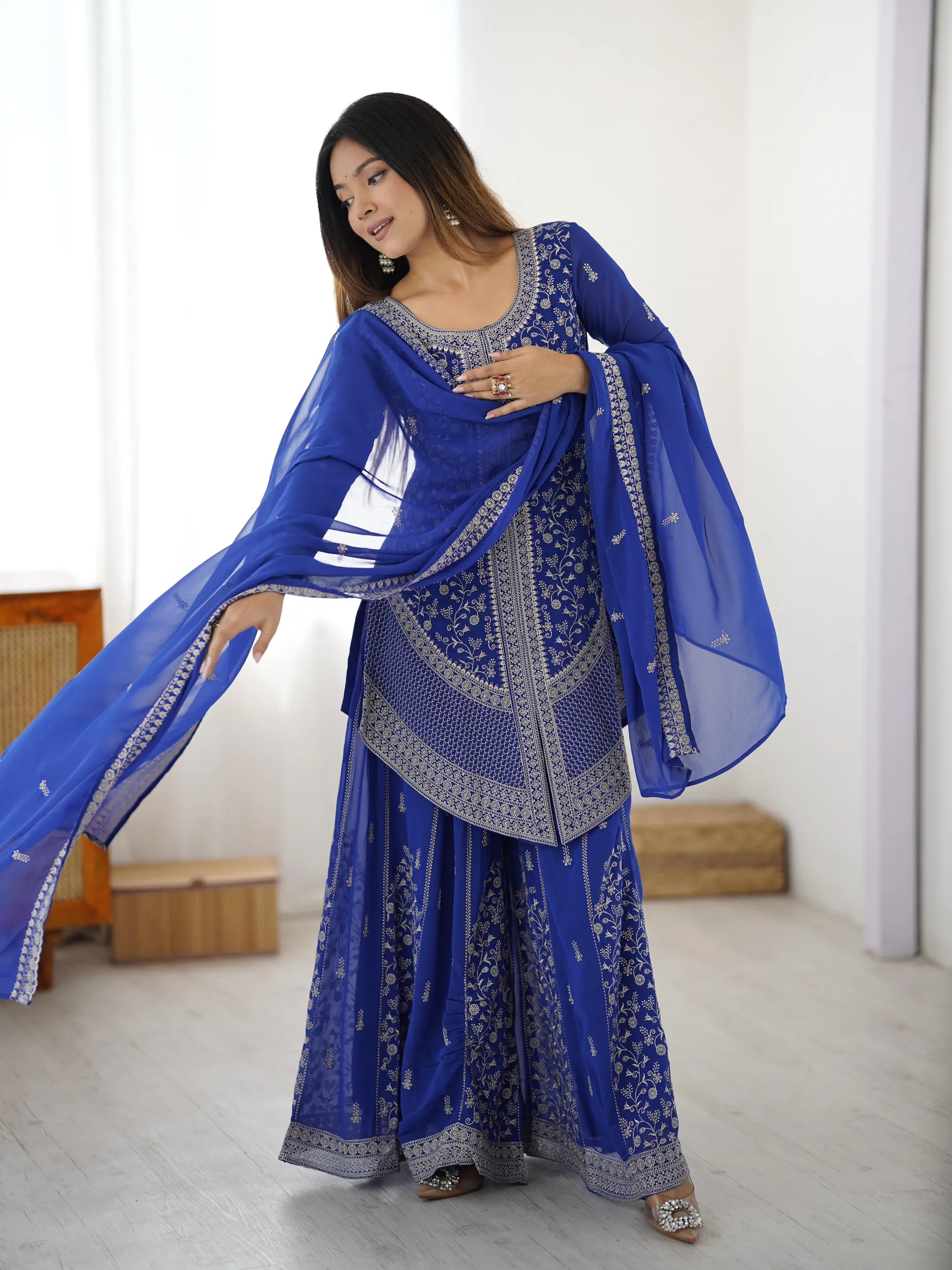 Premium Designer Top Plazo Set - View 2
