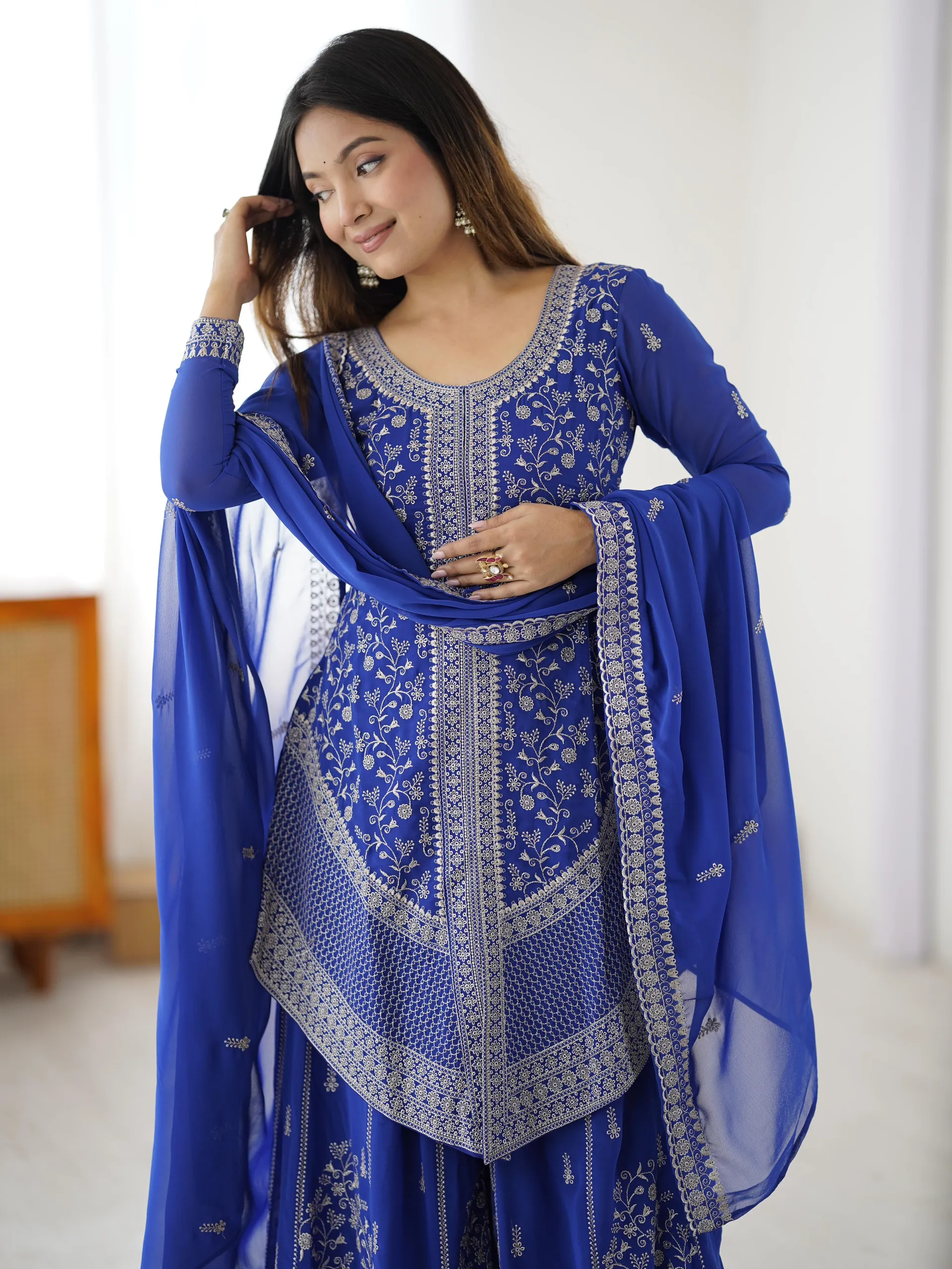 Premium Designer Top Plazo Set - View 3