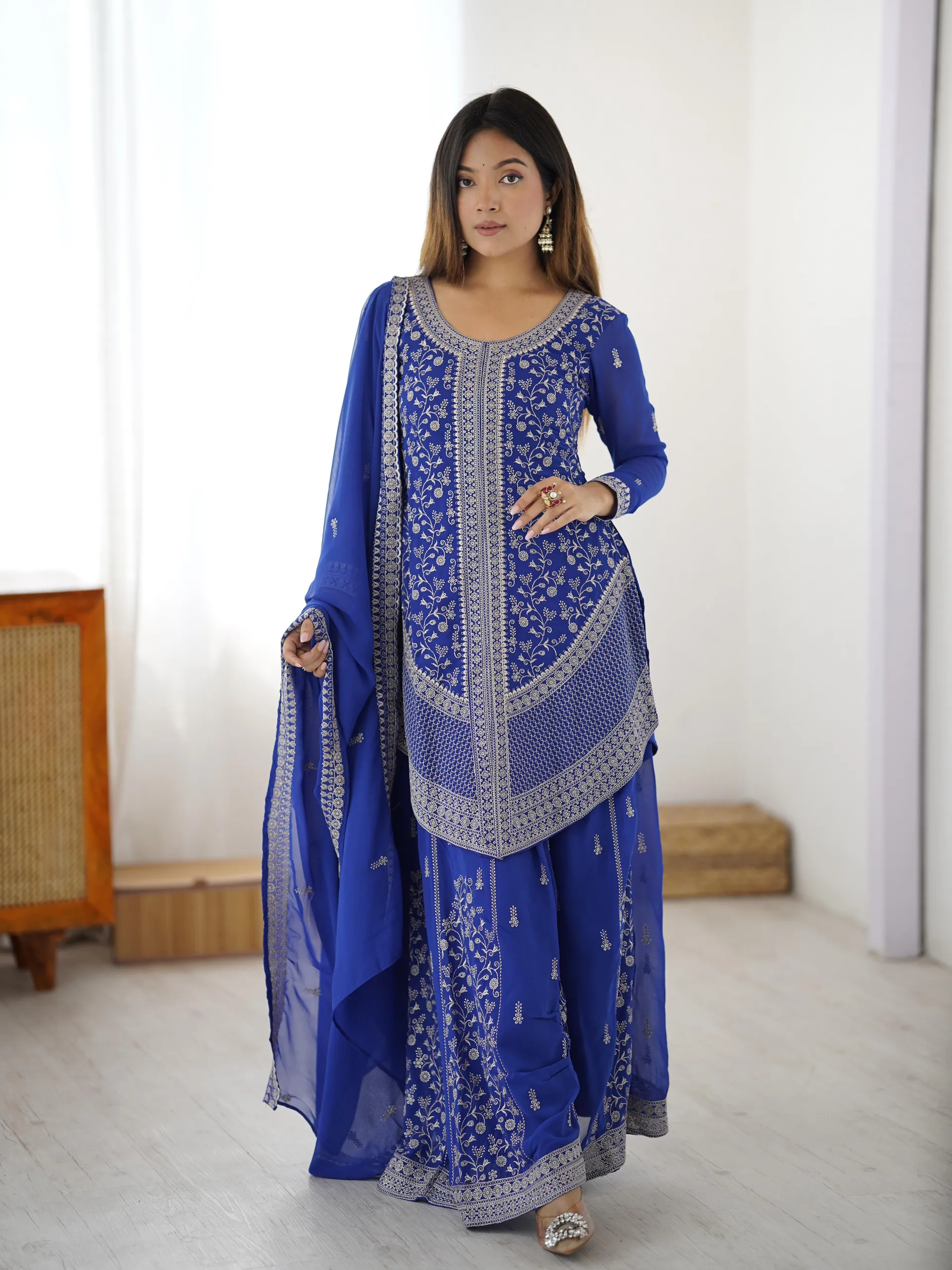 Premium Designer Top Plazo Set - View 5