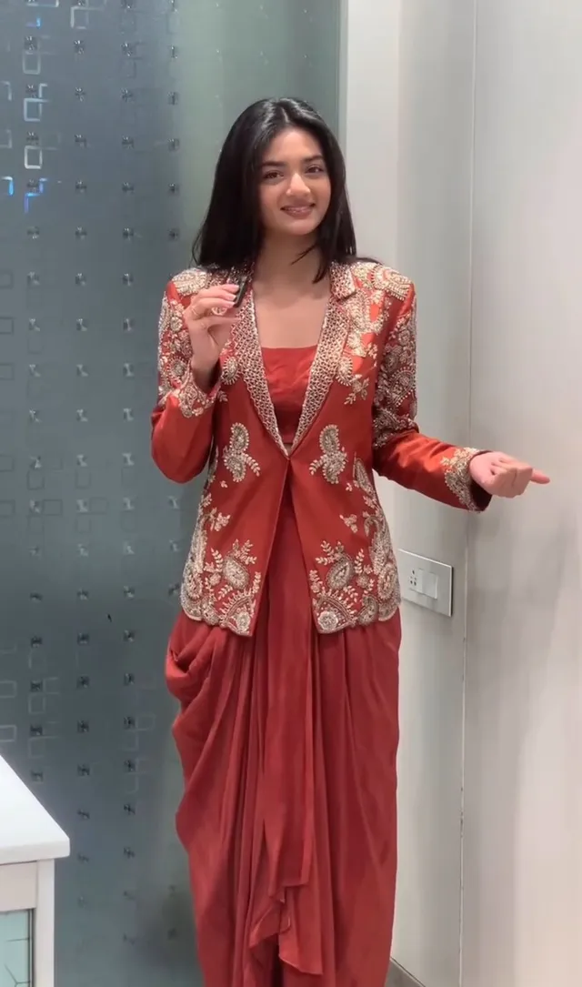 Trending Party Wear Koti with Dhoti Lehenga Set - Second View