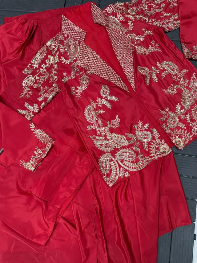 Trending Party Wear Koti with Dhoti Lehenga Set - View 5
