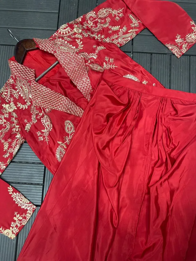 Trending Party Wear Koti with Dhoti Lehenga Set - View 6