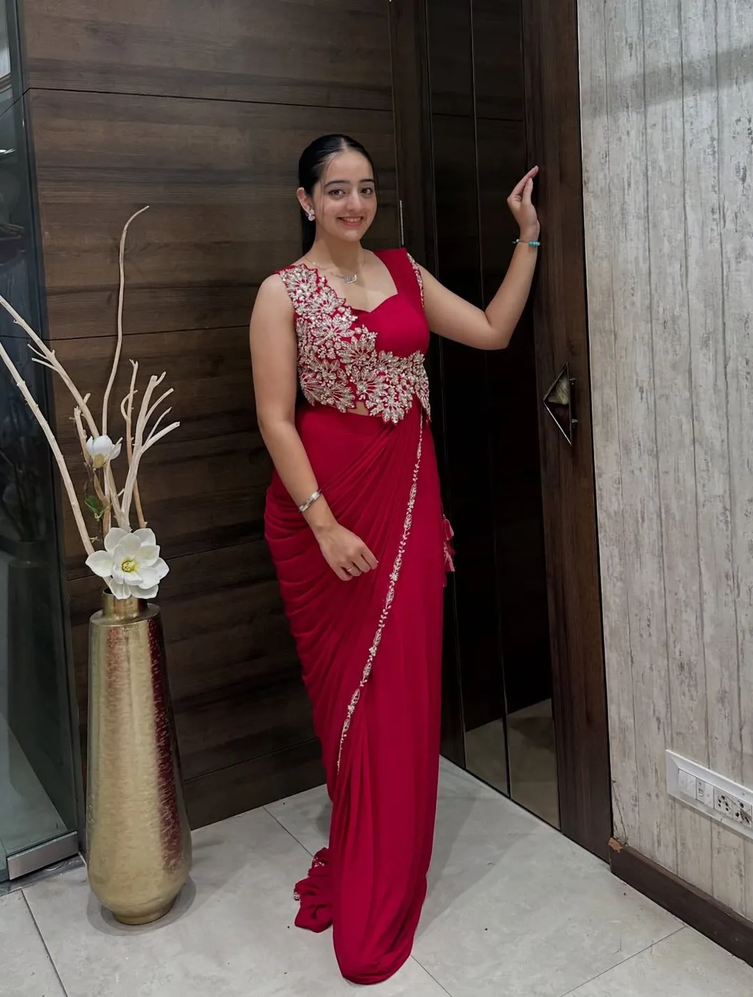 Super Trending Embroidery Cording Ready-to-Wear Saree - Second View