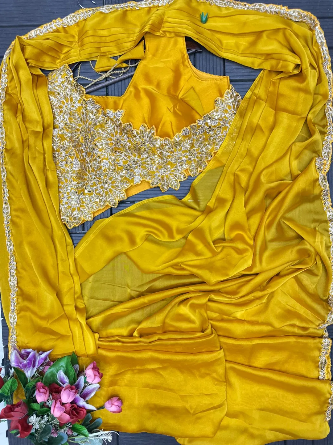 Super Trending Embroidery Cording Ready-to-Wear Saree - View 3