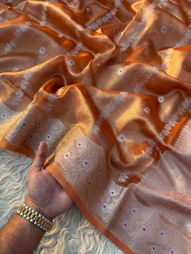 Banarasi Tissue Silk Mina Butti Saree - View 4