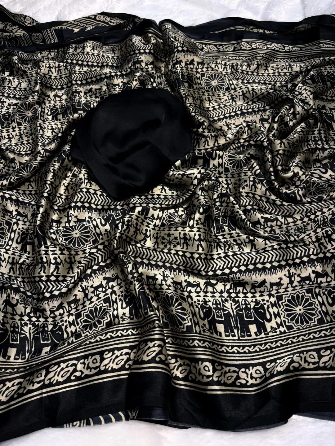 Pure Modal Silk Ajrakh Printed Saree - View 2