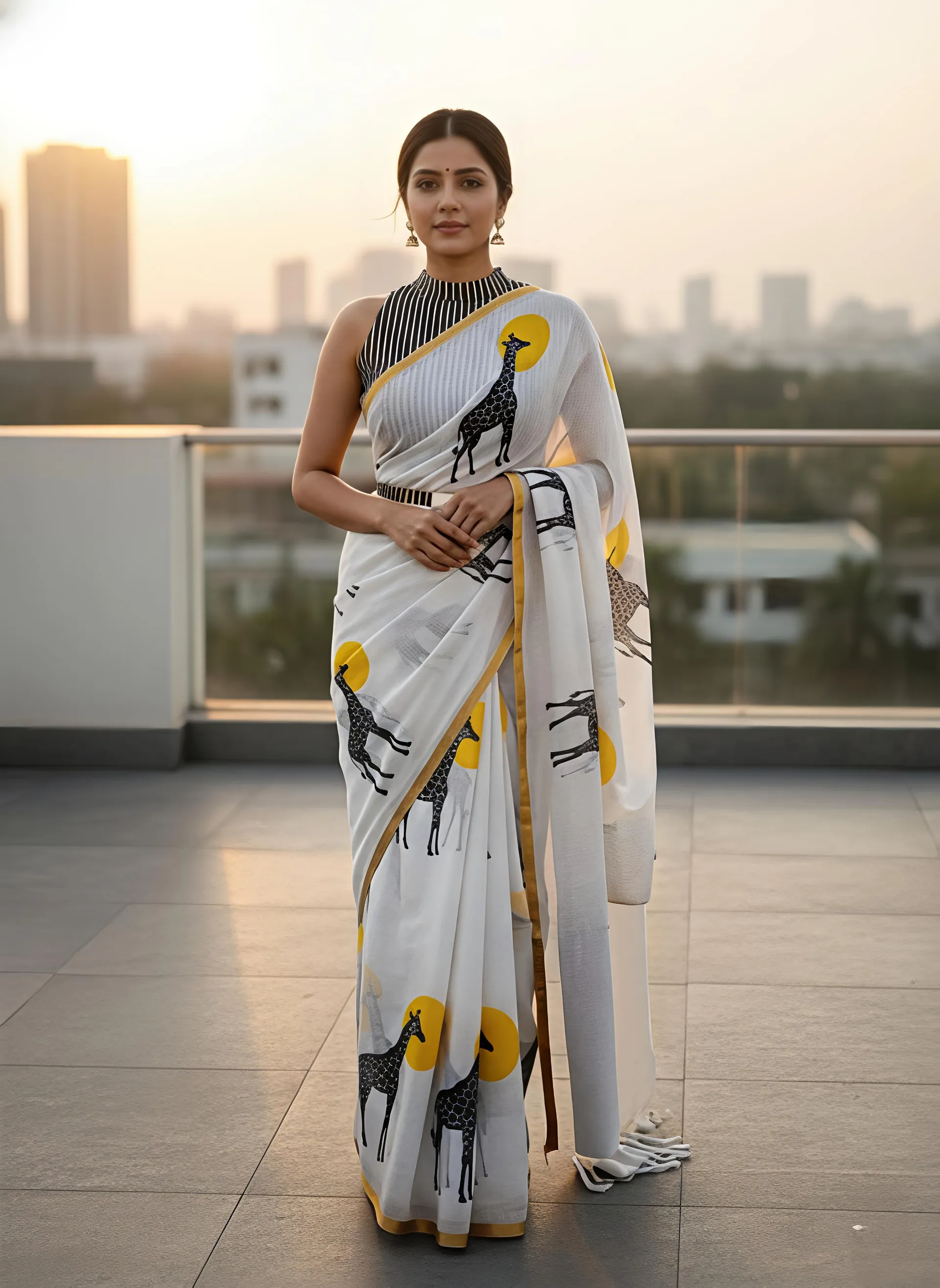 Pure Soft Linen Cotton Digital Print Saree