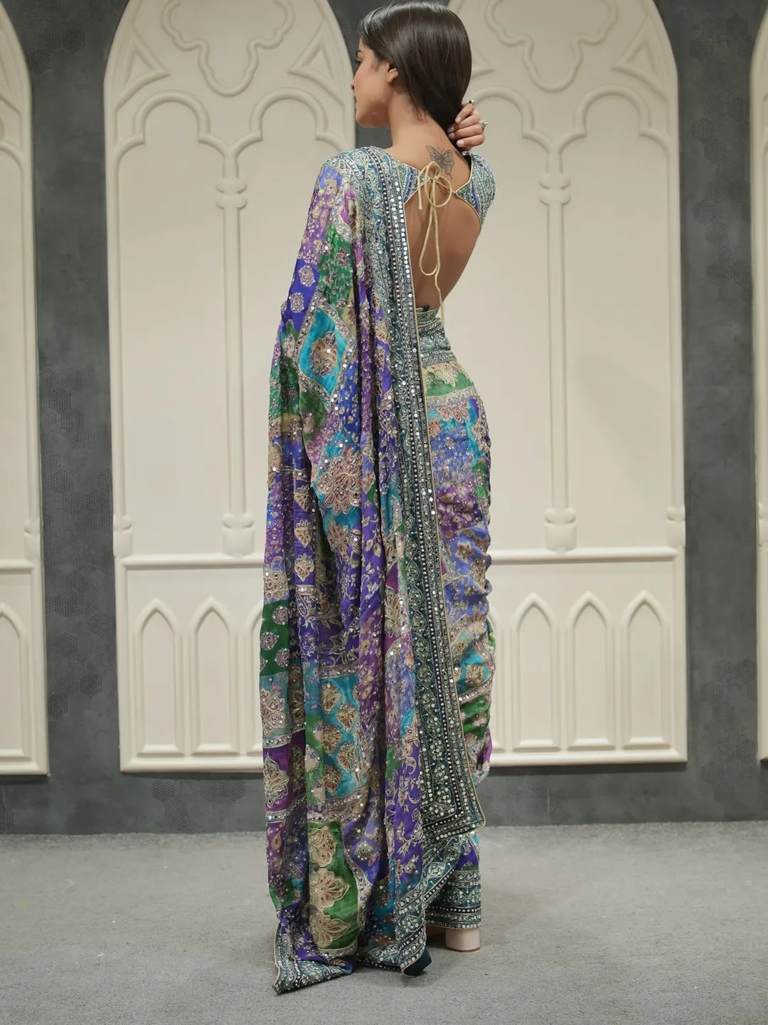 Designer Mirror Work Saree - Bollywood - View 2